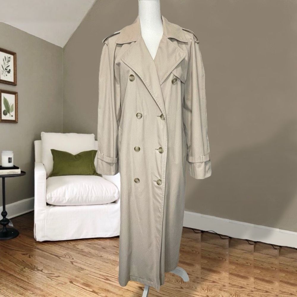London Fog Limited Edition Wool Lined Tan Trench Coat Double Breasted Sz 10 / M